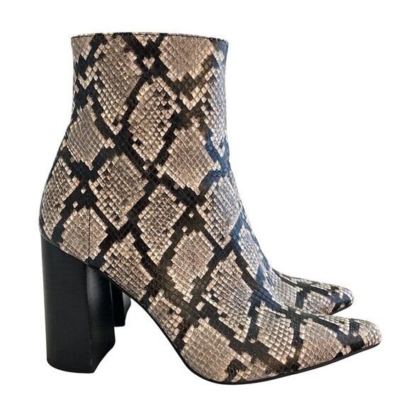 JEFFREY CAMPBELL Raven Leather Python Ankle Side Zip Boots - Picture 3 of 11